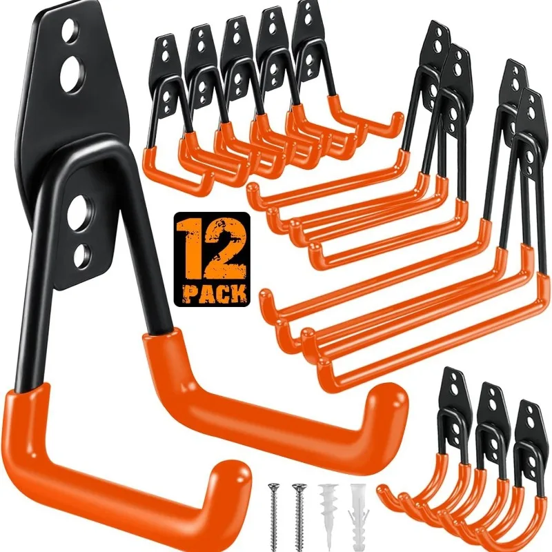 Gardening Tools Organiser - 12-Piece Set Garage Storage Utility Hooks