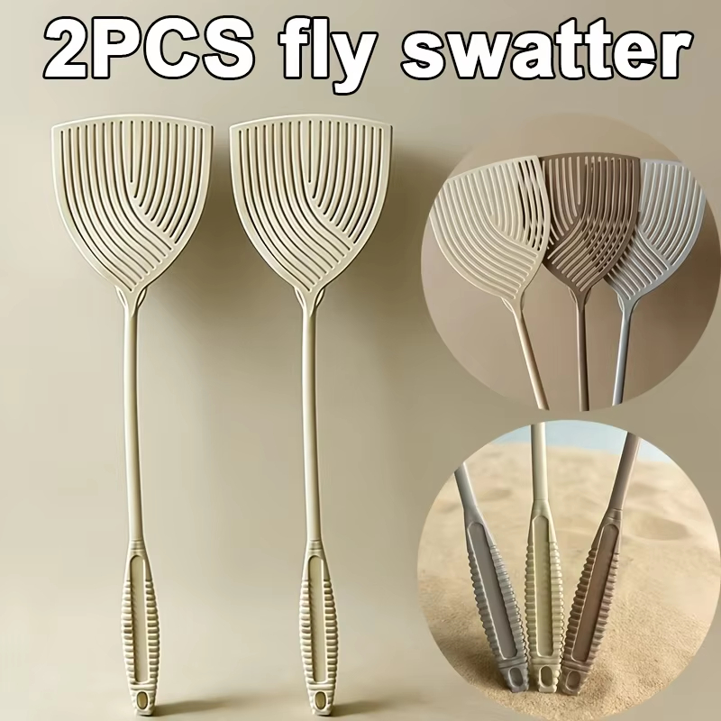 Gardening Tools Long Handle - 2pcs Striped Plastic Fly Swatter, Long